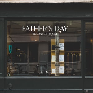 Classic Father&#39;s Day Retail Shop Window Sticker Vinyl. Window Retail Graphics. Father&#39;s Day Visual Merchandising. Shop Window Sticker