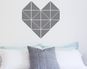 Wall Sticker - Geometric Heart - Wall Decal - Heart Wall Sticker -  Home Decor - Interiors - Wall Stickers