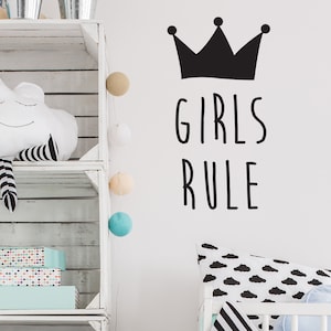 Wall Sticker Girls Rule  -Wall Decals  -Wall Quote - Girls Bedroom - Kids Wall Stickers - Home Decor - Child&#39;s Bedroom - Playroom