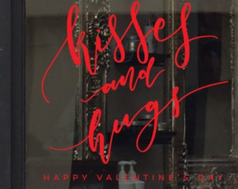 Knuffels en kusjes Valentijnsdag winkel etalagesticker vinyl. Graphics voor etalagewinkels. Visuele merchandising. Etalagesticker