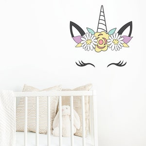 Wand-Aufkleber - Einhorn Kopf-Aufkleber - Wandtattoo - Wandkunst - Zitat - Wohnkultur - Wand-Dekor - Wand-Aufkleber - Baby - Kinderzimmer