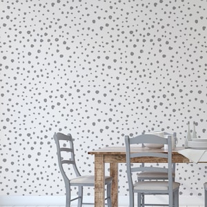 Grey Dalmatian Dots Self-Adhesive Wallpaper | Peel & Stick |Removable Wallpaper | Feature Wall | Fabric Wallpaper