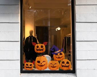 Pumpkin Halloween Retail Vinyl Set - Shop Window Retail Graphics - Halloween Visual Merchandising - Wall Sticker - Window Sticker