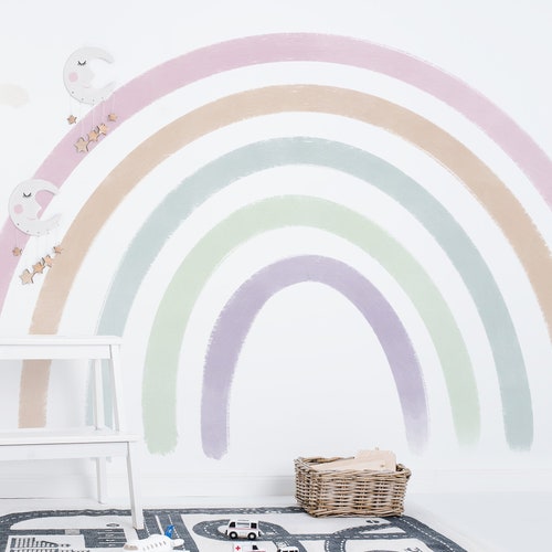 Large Pastel Rainbow Wall Sticker Wall Decal Boho Rainbow Etsy