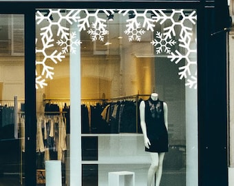 Christmas Snowflakes Retail Window Vinyl. Festive Shop Window Retail Graphics. Christmas Visual Merchandising Wall Sticker