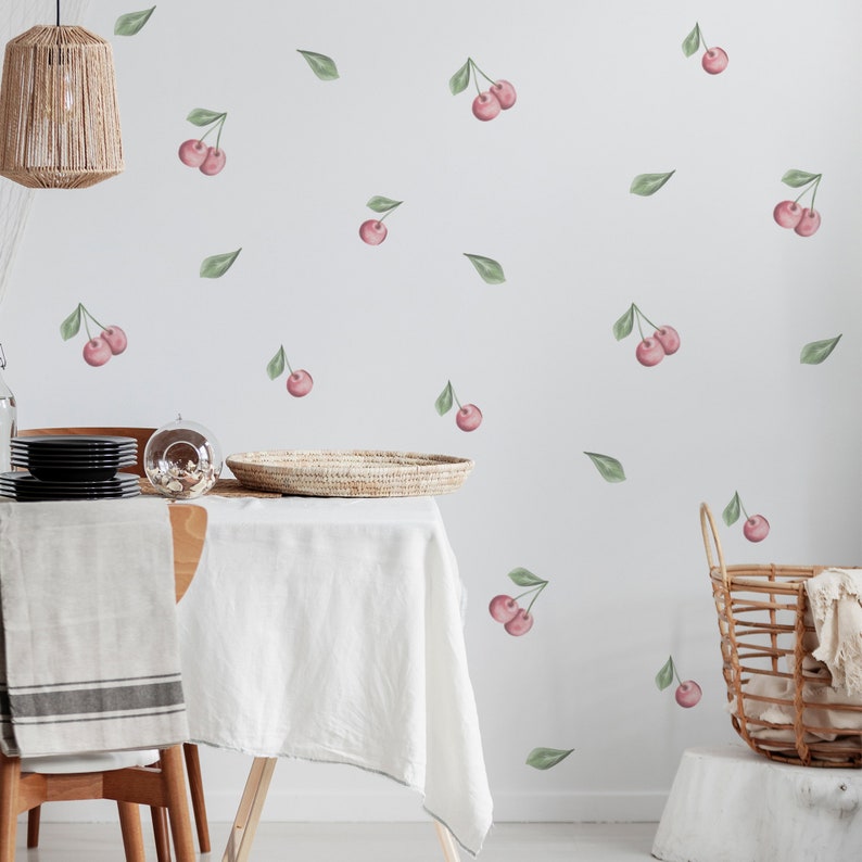Cherry Wall Stickers Decal Vinyl Art Cherries Etsy