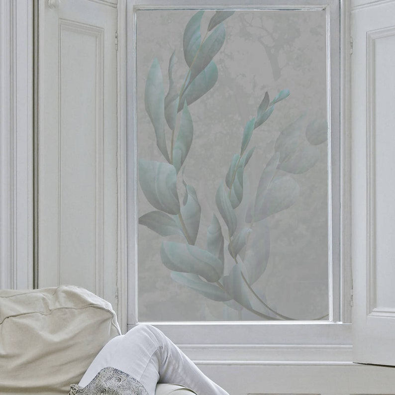 Silvery Leaves Frosted Window Film. Alternative Nets Or Etsy