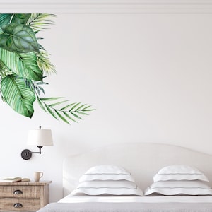 Large Tropical Leaves Wall Sticker. Tropical Flowers Home decor. Alternative Wallpaper. Tropical Decals & Wall Decor