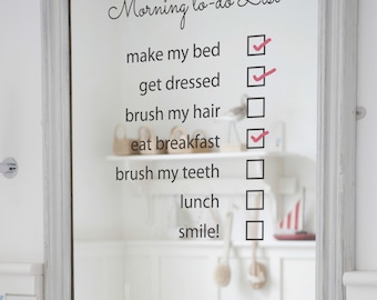 Mirror Sticker To Do List-Decals-Stickers-Mirror Graphics-To Do List-Organising List-Bathroom Decal-Bathroom Sticker-Home Decor