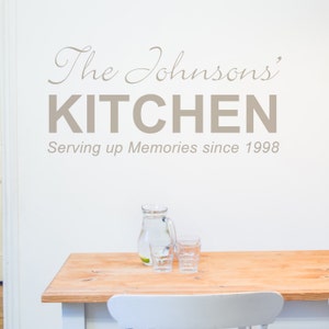 Kitchen Wall Sticker Personalised Serving up Memories since - Decals - Wall Tattoo - Wall Art - Wall Quote - Home Decor - Wall Decor