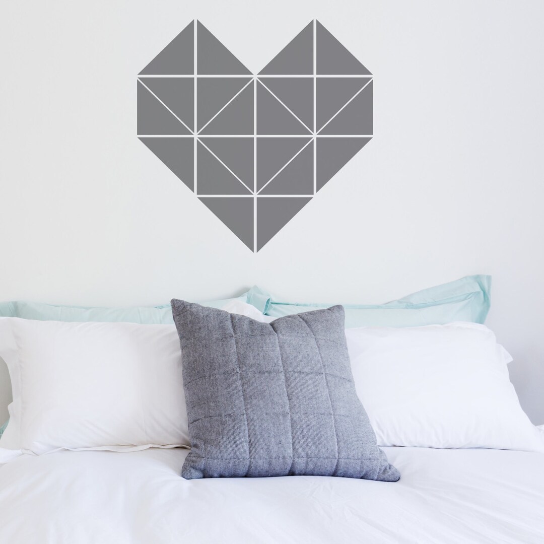 Wall Sticker - Geometric Heart - Wall Decal - Heart Wall Sticker - Home ...