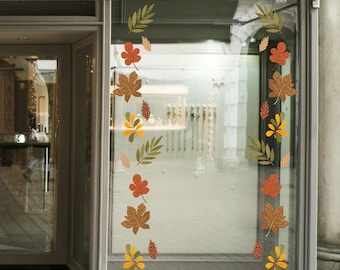Autumn Leaves Shop Window Retail Graphics - Merchandising visuel botanique - Autocollant mural - Autocollant de fenêtre Nature