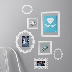 Pacote de sete adesivos de parede para porta-retratos. Decoração de arte de parede para porta-retratos