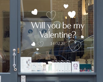 Will you be my Valentine Window Sticker Vinyl. Window Retail Graphics. Visual Merchandising. Shop Window Sticker