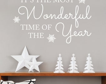 Christmas 'It's The Most Wonderful Time Of Year' Festive Wall Quote. Seasonal Christmas Stickers