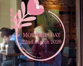 Floral Circle Mother's Day Retail vinyl  – Shop Sign & Window Vinyl Sticker –  Visual Merchandising Window Decal Display