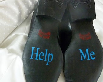 K122 (I do, me too) Set di adesivi per scarpe da sposa, adesivi per le scarpe della cerimonia nuziale, pellicola autoadesiva con aforismi (in lingua inglese e tedesca), bianco lucido
