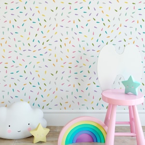 Rainbow Drops Self-Adhesive Wallpaper | Peel & Stick | Removable Wallpaper | Feature Wall | Fabric Wallpaper