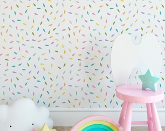Rainbow Drops Self-Adhesive Wallpaper | Peel & Stick | Removable Wallpaper | Feature Wall | Fabric Wallpaper