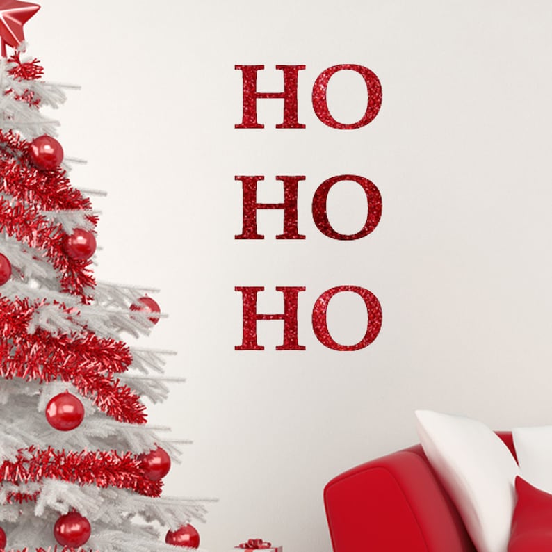 Wall Decor Decals Santa Home Decor Wall Decals Wall Tattoo Ho Ho Ho Glitter Wall Quote Christmas Wall Art Wall Quote