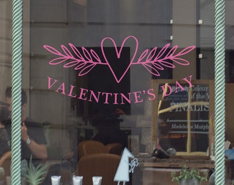 Branch of Love Valentines Day Retail Shop Window Sticker Vinyl. Window Retail Graphics. Visual Merchandising. Shop Window Sticker