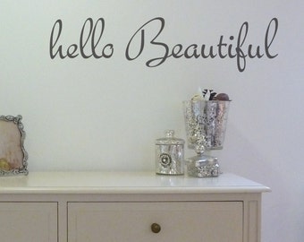 Wall Sticker - Hello Beautiful - Decals - Home Decor - Quote - Wall art - Mirror Stickers - Wall Message