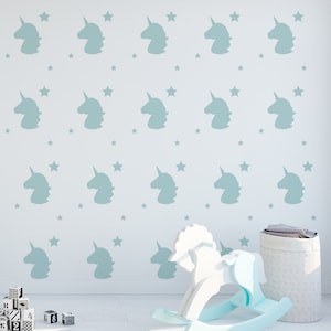 Unicorn And Stars Wall Sticker Decals. Little girls Bedroom & Wall Art