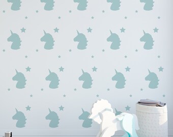 Unicorn And Stars Wall Sticker Decals. Little girls Bedroom & Wall Art