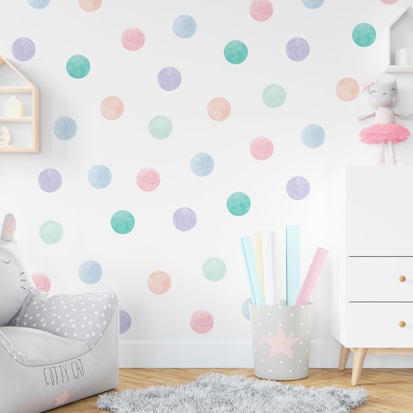 Pastel Watercolour Confetti Dots Wall Stickers