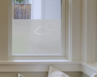 Película esmerilada para ventanas - Nubes - Ventanas de baño - Vinilo para ventanas - Calcomanías - Película para ventanas