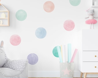 Large Pastel Watercolour Confetti Wall Sticker Dots