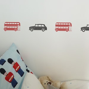 London Bus or Taxi Wall Sticker Sets-Wall Decal-London Bus Sticker-London Taxi Sticker-Black Cab Decal-Red Bus Decal-Kid&#39;s Stickers