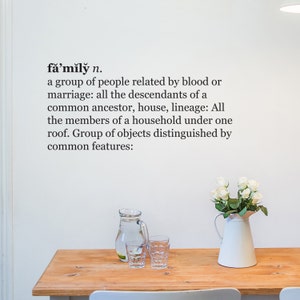 Family Dictionary Wall Quote - Decals - Wall Tattoo - Wall Art - Wall Quote - Home Decor - Wall Decor - Wall Decals - Family - Dictionary