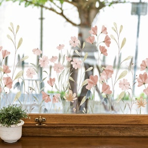 Pink Flowers Double Sided Window Sticker
