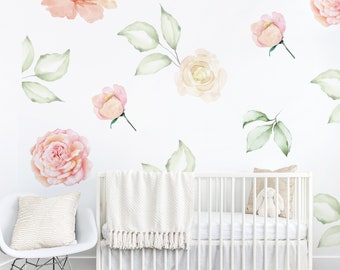 Rozen en romantiek bloemen muur sticker muurschildering. Flower Home decor. Bloemen wand decor. Lounge Muurstickers