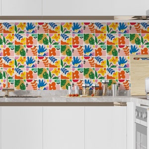 Tropicana Tile Decals - Tile Stickers - Self-Adhesive Wall Tile Stickers - Set of 12