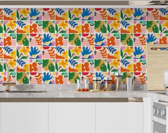 Tropicana Tile Decals - Tile Stickers - Self-Adhesive Wall Tile Stickers - Set of 12