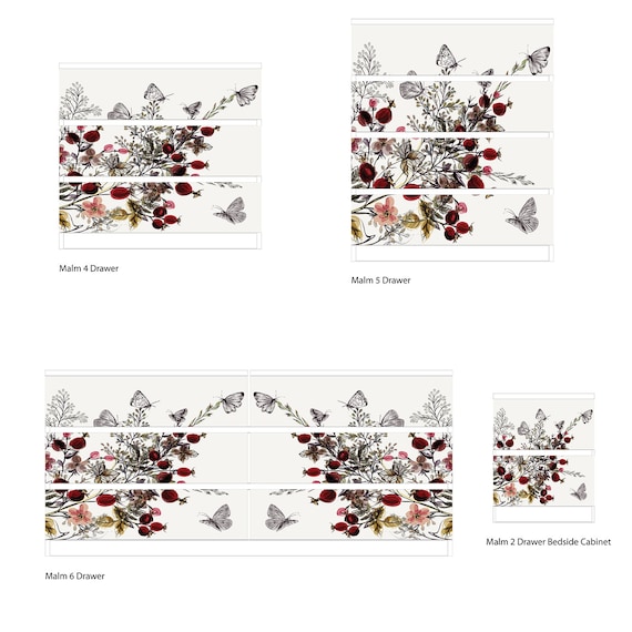 Transparant honderd verlies uzelf Butterfly Floral Furniture Stickers Ikea Hack for Ikea Malm - Etsy