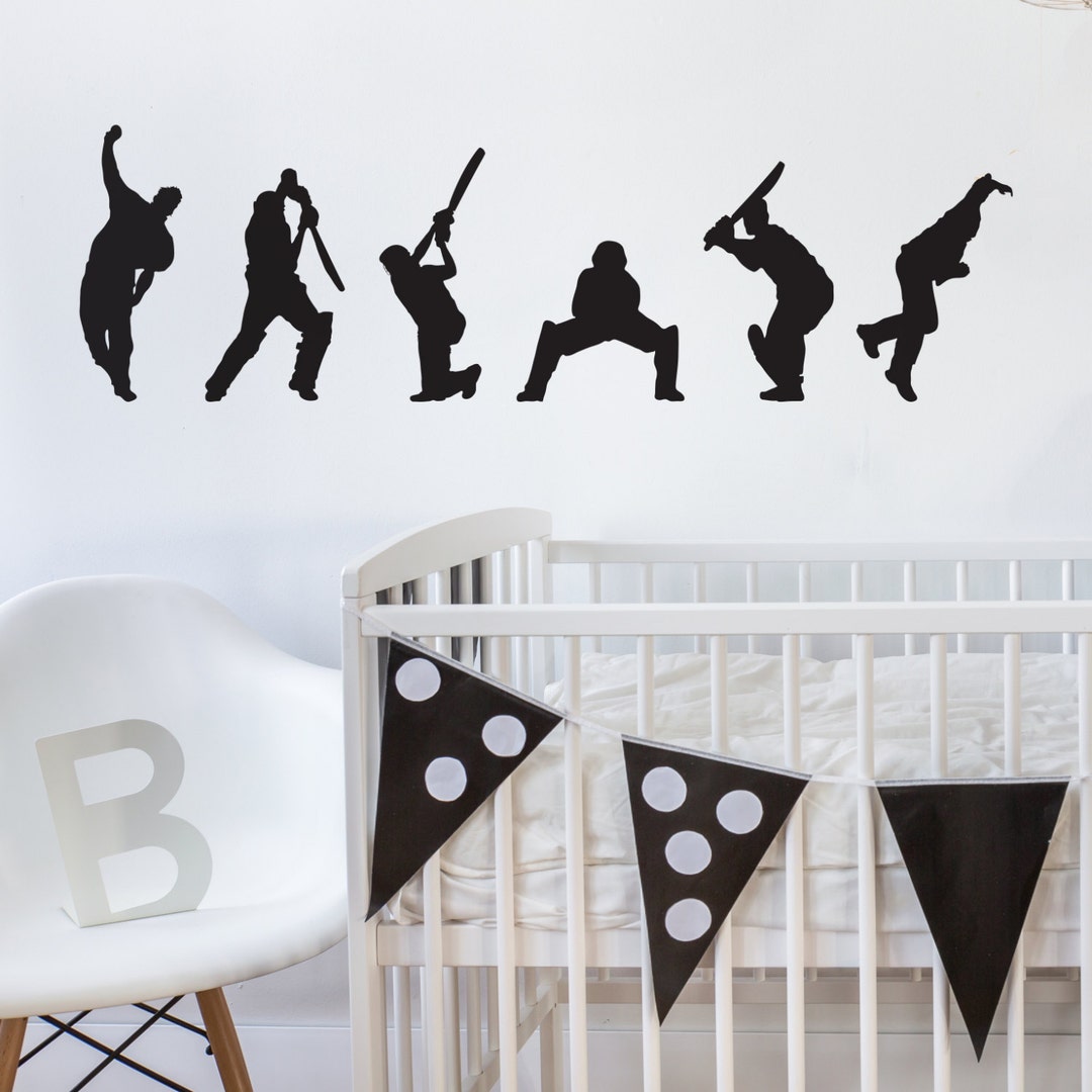 Cricket Player Wall Decals – Sports Nursery Silhouette Stickers - Etsy