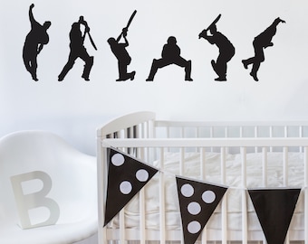 Wall Sticker Cricketers - Decals - Wall Tattoo - Wall Art - Home Decor - Wall Decor - Wall Decals - Cricketers - Sports - Wall Sticker