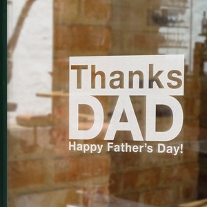 Thanks Dad Happy Father&#39;s Day Window Retail Graphics. Visual Merchandising. Shop Window Sticker