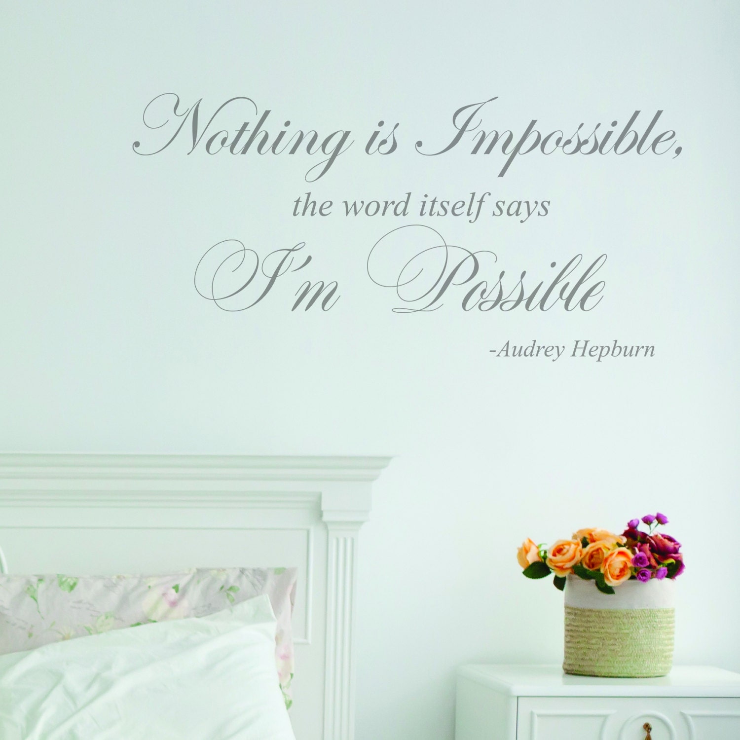 Wall Sticker Audrey Hepburn Quote Nothing is Impossible - Etsy