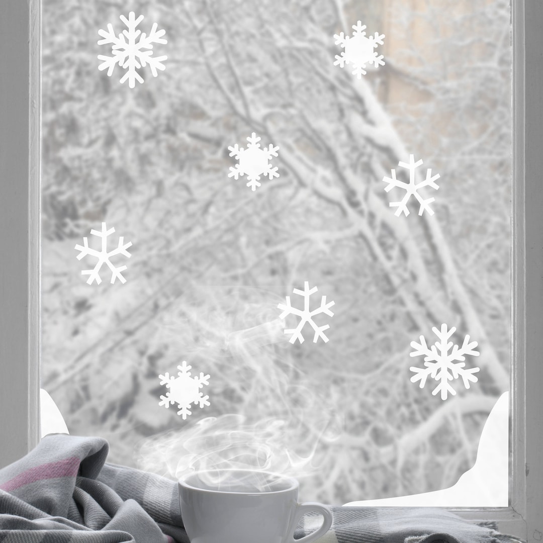 Snowflake Christmas Window Stickers. Festive Snow Scene Xmas Decals ...