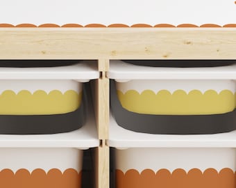 IKEA トロファスト スカラップステッカー | 子供用収納ボックスラベル | プレイルーム整理用デカール | 子供部屋収納デコレーション | トロファスト活用術