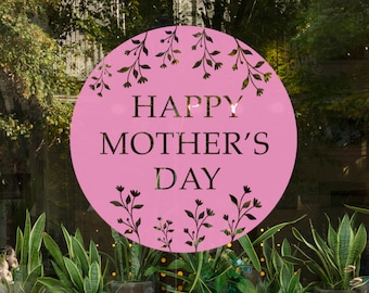 Mothers Day Mum Floral Circle Window Retail Graphics. Visual Merchandising. Shop Window Sticker