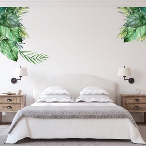 Tropical Leaves Wall Sticker set. Tropical Flowers Home decor. Alternative Wallpaper. Tropical Decals & Wall Decor