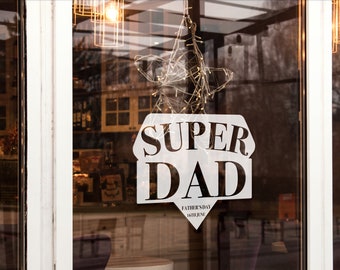 Super Dad, Father's Day Window Retail Graphics. Visual Merchandising. Shop Window Sticker