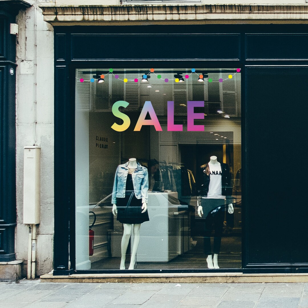 Rainbow SALE Retail Window Vinyl Single Sale Sign Shop Etsy