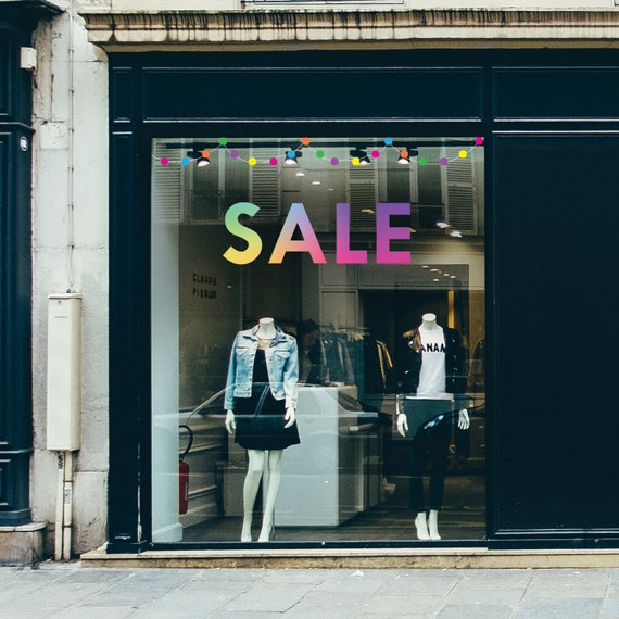Rainbow SALE Retail Window Vinyl Single sale sign – Shop Sign Window  Vinyl Sticker – Visual Merchandising Window Decal Display