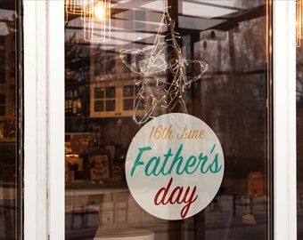 Retro Father's Day Window Retail Graphics. Visual Merchandising. Shop Window Sticker